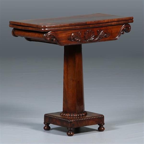 Grote foto hollandse speeltafel of wandtafel op kolompoot ca 1830 in mahonie no.282505 antiek en kunst stoelen en banken