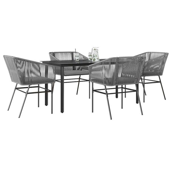 Grote foto vidaxl 5 delige tuinset met kussens poly rattan glas grijs tuin en terras tuinmeubelen