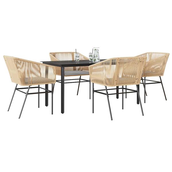 Grote foto vidaxl 5 delige tuinset met kussens poly rattan glas bruin tuin en terras tuinmeubelen