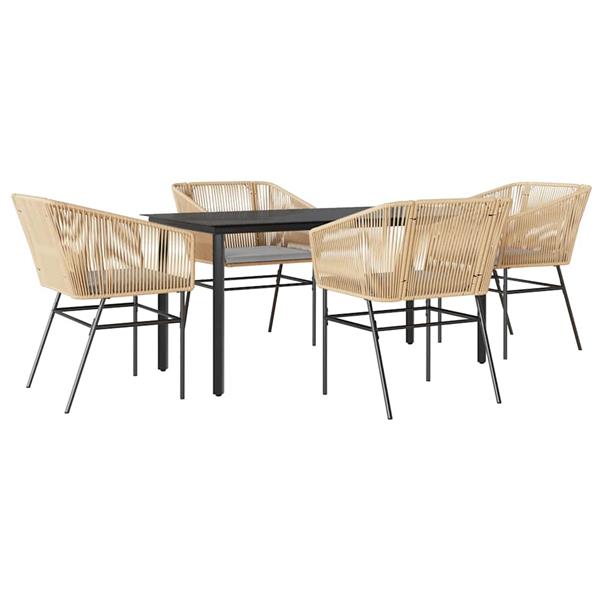 Grote foto vidaxl 5 delige tuinset met kussens poly rattan glas bruin tuin en terras tuinmeubelen