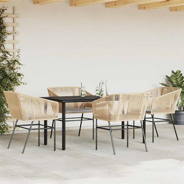 Grote foto vidaxl 5 delige tuinset met kussens poly rattan glas bruin tuin en terras tuinmeubelen