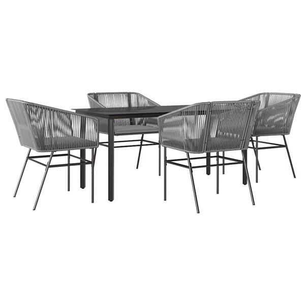 Grote foto vidaxl 5 delige tuinset met kussens poly rattan glas grijs tuin en terras tuinmeubelen