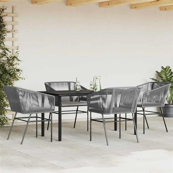 Grote foto vidaxl 5 delige tuinset met kussens poly rattan glas grijs tuin en terras tuinmeubelen