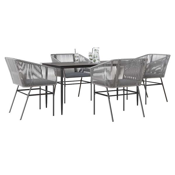 Grote foto vidaxl 5 delige tuinset met kussens poly rattan glas grijs tuin en terras tuinmeubelen