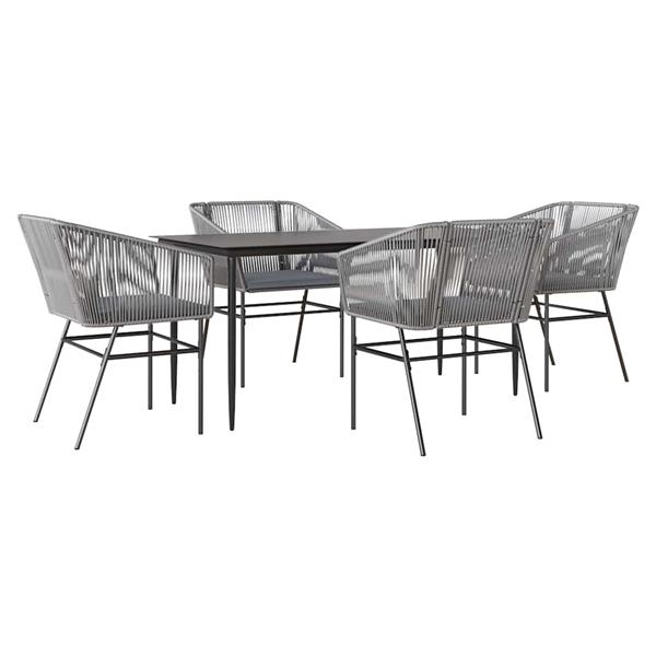Grote foto vidaxl 5 delige tuinset met kussens poly rattan glas grijs tuin en terras tuinmeubelen