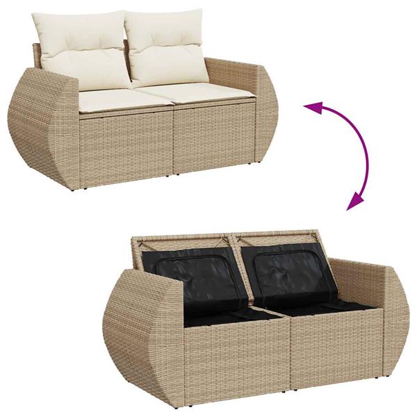 Grote foto vidaxl 6 delige loungeset met kussens poly rattan beige tuin en terras tuinmeubelen
