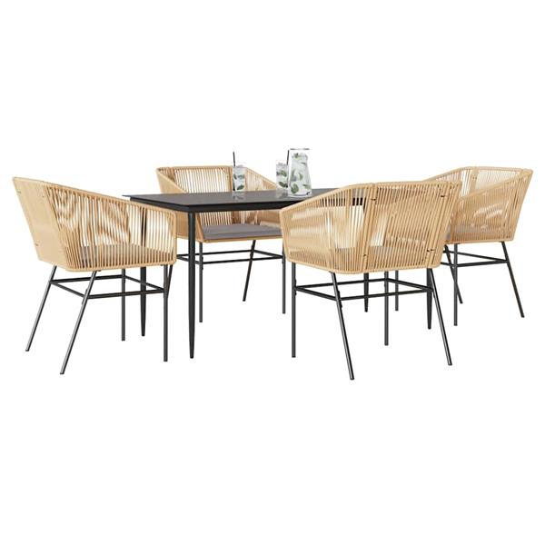 Grote foto vidaxl 5 delige tuinset met kussens poly rattan glas bruin tuin en terras tuinmeubelen