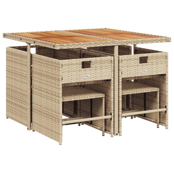 Grote foto vidaxl 9 delige tuinset met kussens poly rattan beige tuin en terras tuinmeubelen