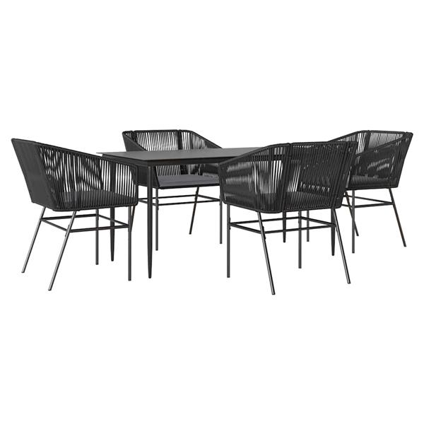 Grote foto vidaxl 5 delige tuinset met kussens poly rattan glas zwart tuin en terras tuinmeubelen
