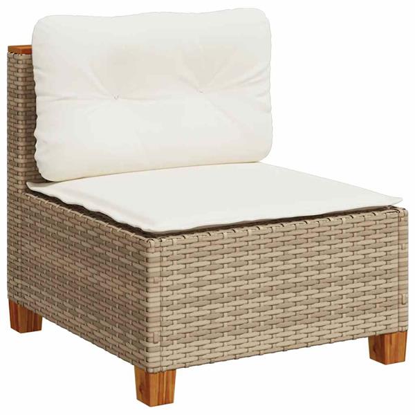 Grote foto vidaxl 6 delige loungeset met kussens poly rattan beige tuin en terras tuinmeubelen