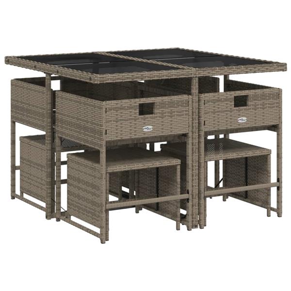 Grote foto vidaxl 9 delige tuinset met kussens poly rattan grijs tuin en terras tuinmeubelen