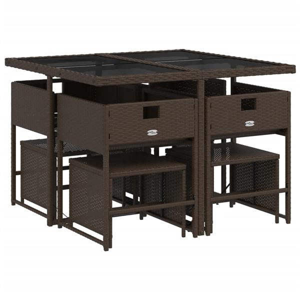 Grote foto vidaxl 9 delige tuinset met kussens poly rattan bruin tuin en terras tuinmeubelen