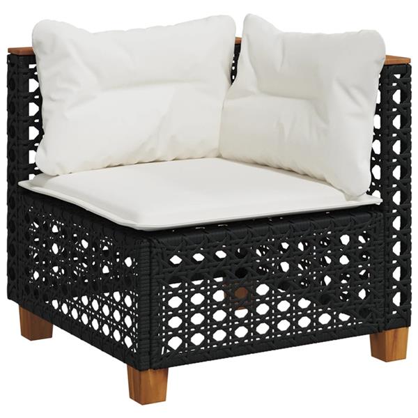 Grote foto vidaxl 6 delige loungeset met kussens poly rattan zwart tuin en terras tuinmeubelen