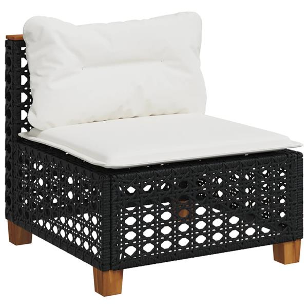 Grote foto vidaxl 6 delige loungeset met kussens poly rattan zwart tuin en terras tuinmeubelen