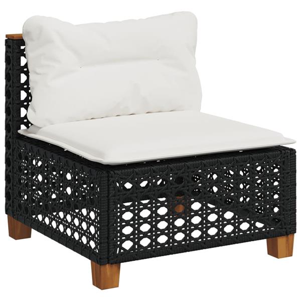 Grote foto vidaxl 6 delige loungeset met kussens poly rattan zwart tuin en terras tuinmeubelen