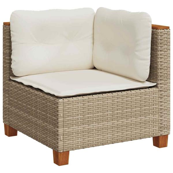 Grote foto vidaxl 6 delige loungeset met kussens poly rattan beige tuin en terras tuinmeubelen