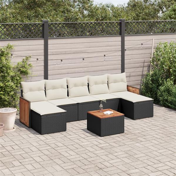 Grote foto vidaxl 8 delige loungeset met kussens poly rattan zwart tuin en terras tuinmeubelen