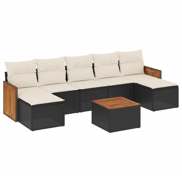 Grote foto vidaxl 8 delige loungeset met kussens poly rattan zwart tuin en terras tuinmeubelen