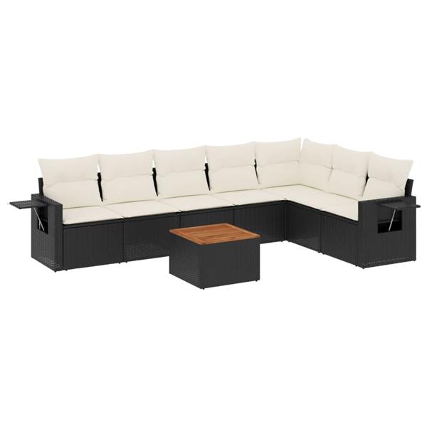 Grote foto vidaxl 8 delige loungeset met kussens poly rattan zwart tuin en terras tuinmeubelen