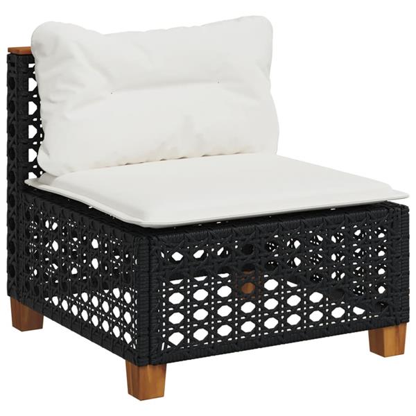 Grote foto vidaxl 6 delige loungeset met kussens poly rattan zwart tuin en terras tuinmeubelen