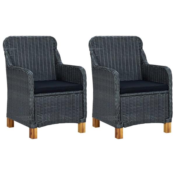 Grote foto vidaxl tuinstoelen 2 st met kussens poly rattan donkergrijs tuin en terras tuinmeubelen
