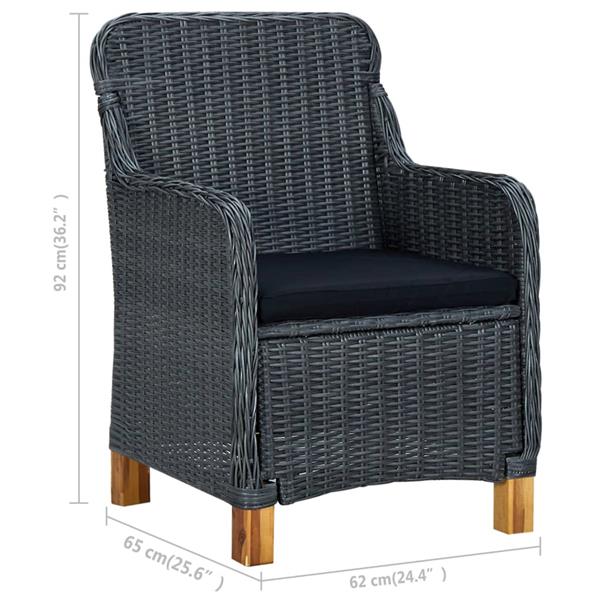 Grote foto vidaxl tuinstoelen 2 st met kussens poly rattan donkergrijs tuin en terras tuinmeubelen