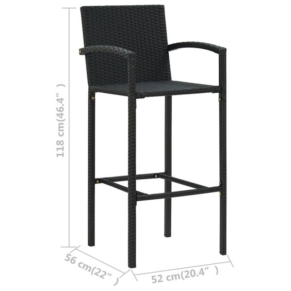 Grote foto vidaxl barkrukken 4 st poly rattan zwart tuin en terras tuinmeubelen