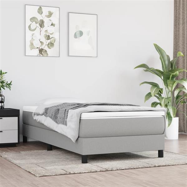 Grote foto vidaxl bedframe zonder matras 90x200 cm stof lichtgrijs antiek en kunst stoelen en banken