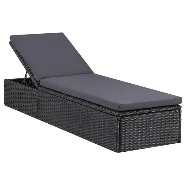 Grote foto vidaxl ligbed poly rattan zwart en donkergrijs tuin en terras tuinmeubelen