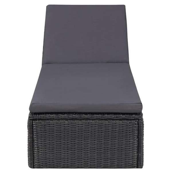 Grote foto vidaxl ligbed poly rattan zwart en donkergrijs tuin en terras tuinmeubelen