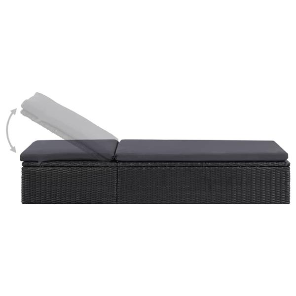 Grote foto vidaxl ligbed poly rattan zwart en donkergrijs tuin en terras tuinmeubelen