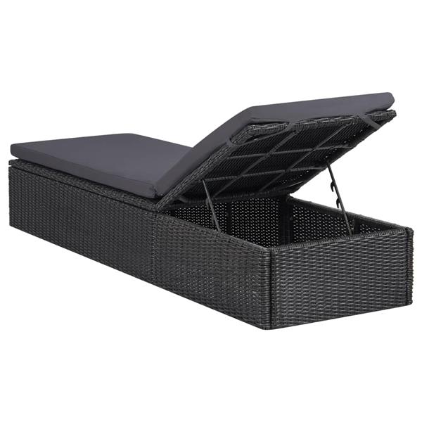 Grote foto vidaxl ligbed poly rattan zwart en donkergrijs tuin en terras tuinmeubelen