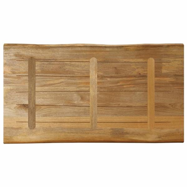 Grote foto vidaxl tafelblad met natuurlijke rand 100x60x2 5 cm massief mangohout antiek en kunst stoelen en banken