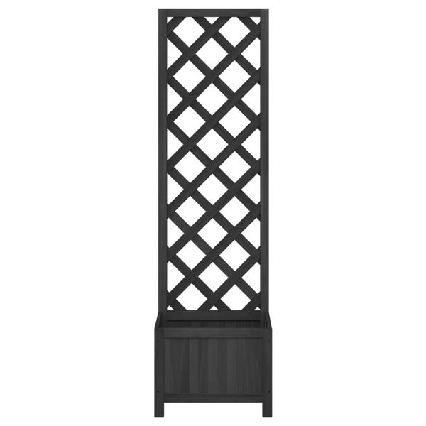 Grote foto vidaxl plantenbak met latwerk massief vurenhout zwart tuin en terras overige tuin en terras