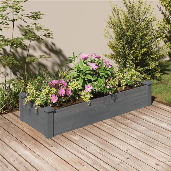 Grote foto vidaxl plantenbak verhoogd met voering 120x45x25 cm vurenhout grijs tuin en terras overige tuin en terras