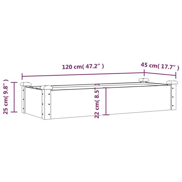 Grote foto vidaxl plantenbak verhoogd met voering 120x45x25 cm vurenhout grijs tuin en terras overige tuin en terras