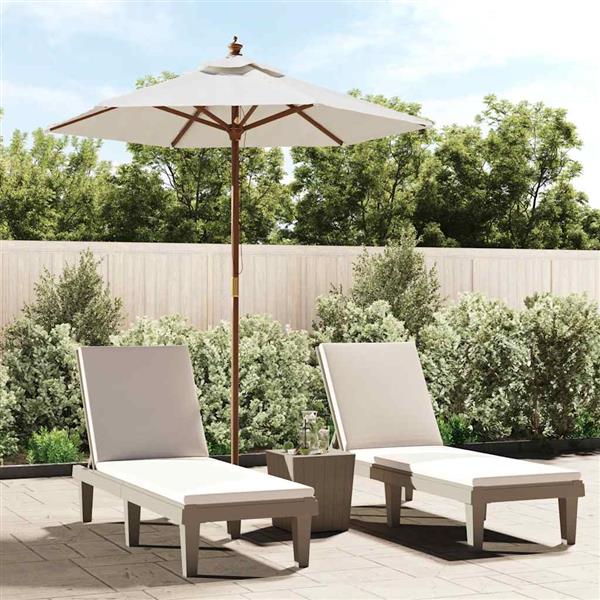 Grote foto vidaxl parasol met houten paal 196x231 cm zandkleurig tuin en terras overige tuin en terras