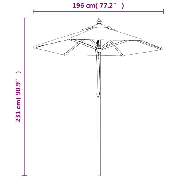 Grote foto vidaxl parasol met houten paal 196x231 cm zandkleurig tuin en terras overige tuin en terras