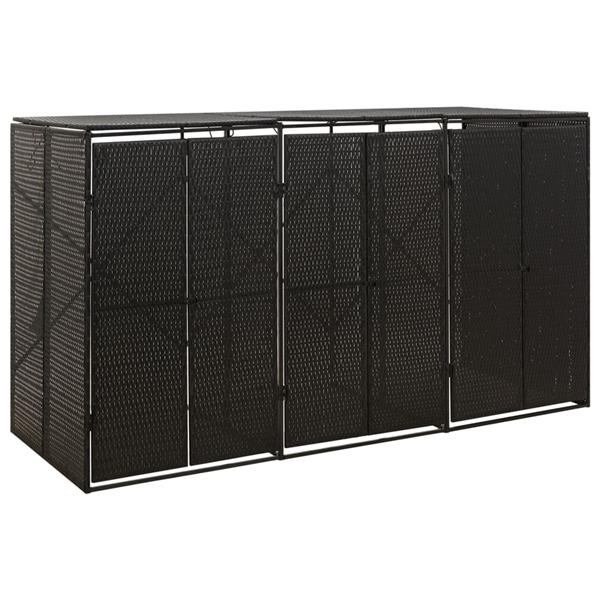 Grote foto vidaxl containerberging driedubbel 207x80x117 cm poly rattan zwart tuin en terras overige tuin en terras