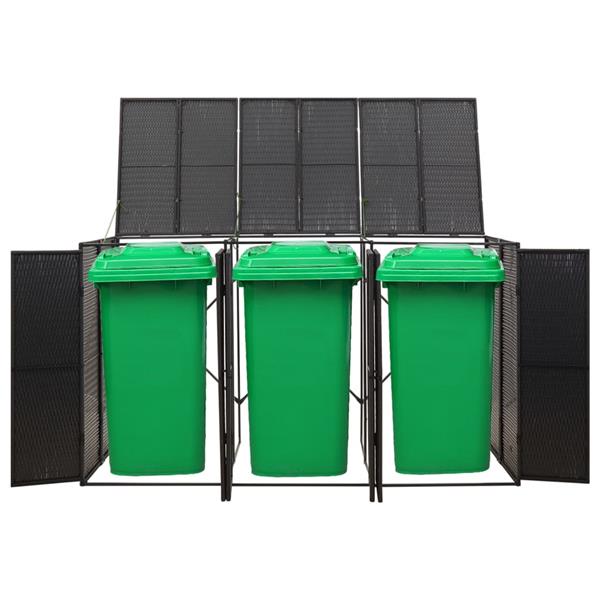 Grote foto vidaxl containerberging driedubbel 207x80x117 cm poly rattan zwart tuin en terras overige tuin en terras