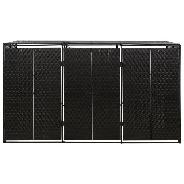 Grote foto vidaxl containerberging driedubbel 207x80x117 cm poly rattan zwart tuin en terras overige tuin en terras