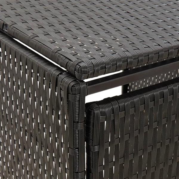 Grote foto vidaxl containerberging driedubbel 207x80x117 cm poly rattan zwart tuin en terras overige tuin en terras