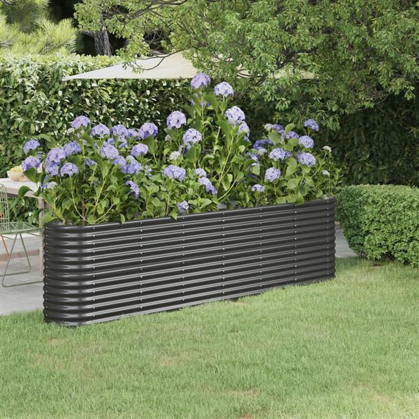 Grote foto vidaxl plantenbak 260x40x68 cm gepoedercoat staal antracietkleurig tuin en terras overige tuin en terras