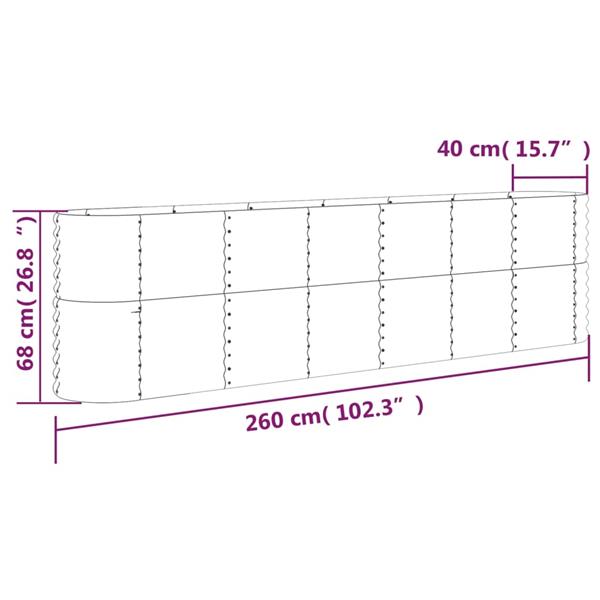 Grote foto vidaxl plantenbak 260x40x68 cm gepoedercoat staal antracietkleurig tuin en terras overige tuin en terras