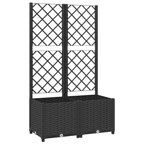 Grote foto vidaxl plantenbak met latwerk 80x40x136 cm polypropeen zwart tuin en terras overige tuin en terras
