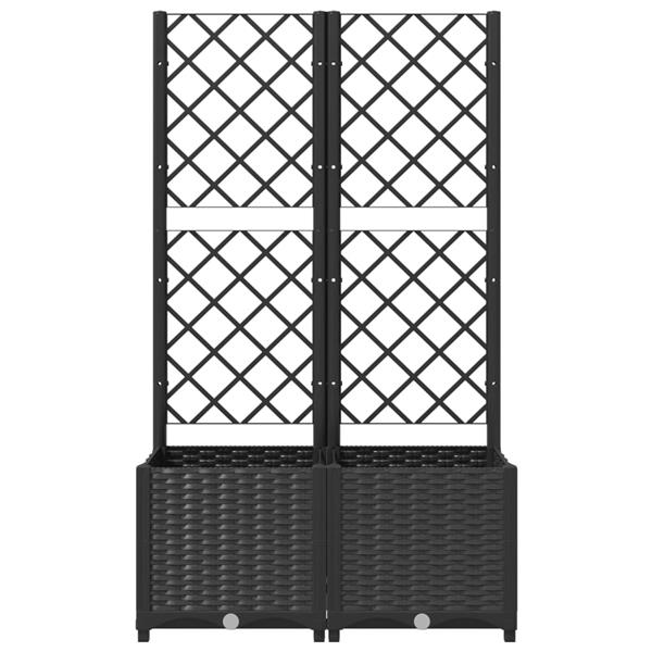 Grote foto vidaxl plantenbak met latwerk 80x40x136 cm polypropeen zwart tuin en terras overige tuin en terras