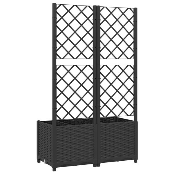 Grote foto vidaxl plantenbak met latwerk 80x40x136 cm polypropeen zwart tuin en terras overige tuin en terras