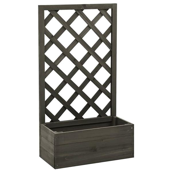 Grote foto vidaxl latwerkplantenbak 50x25x90 cm massief vurenhout grijs tuin en terras overige tuin en terras