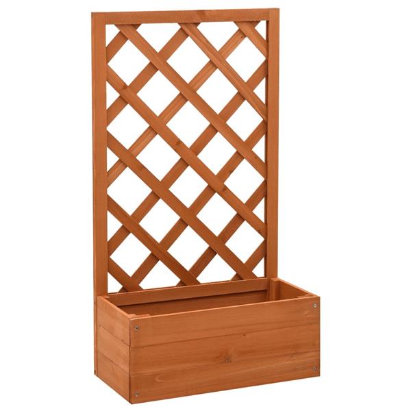Grote foto vidaxl latwerkplantenbak 50x25x90 cm massief vurenhout oranje tuin en terras overige tuin en terras