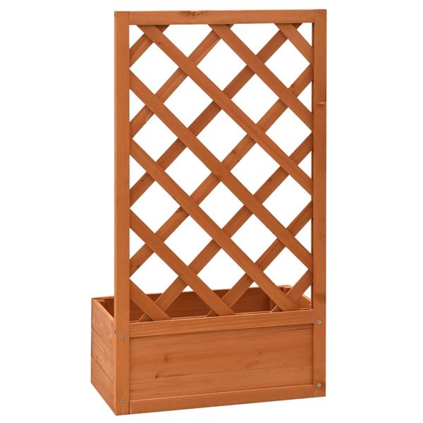 Grote foto vidaxl latwerkplantenbak 50x25x90 cm massief vurenhout oranje tuin en terras overige tuin en terras